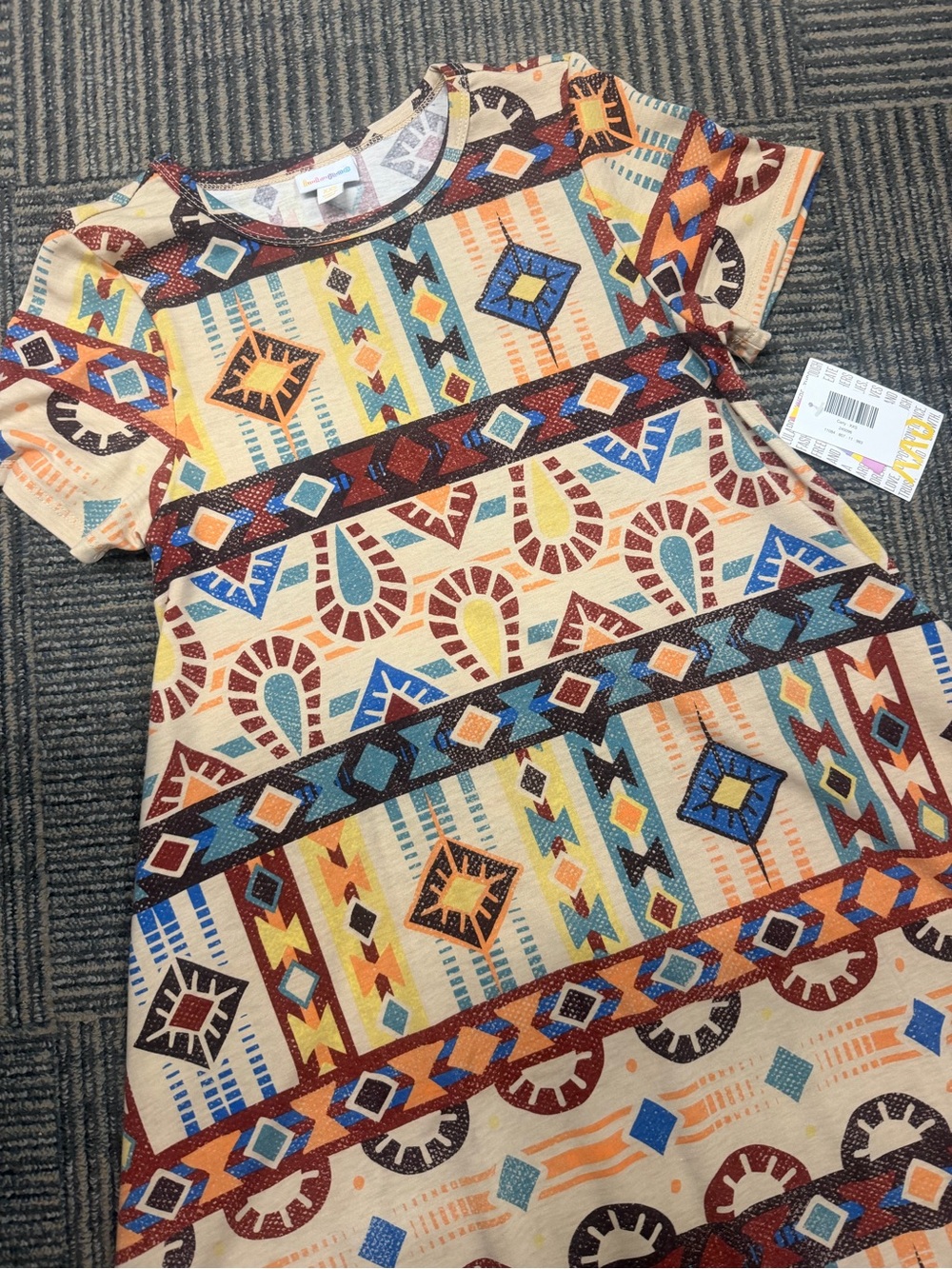 NWT LuLaRoe Carlie Western Aztec High-Low Dress - Cream Sz XXS